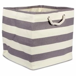 Best Sale ⌛ DII Square Modern Style Paper Stripe Cube Storage Bin In Gray 🎁