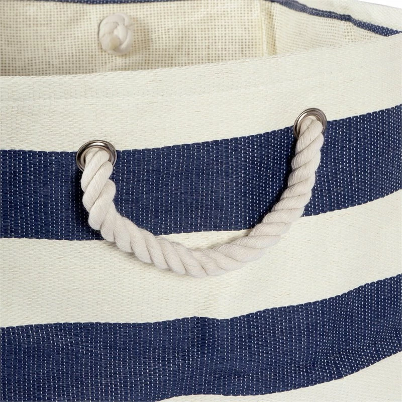 Coupon ๐ DII Square Modern Style Paper Stripe Cube Storage Bin In Nautical Blue ๐ - Image 3