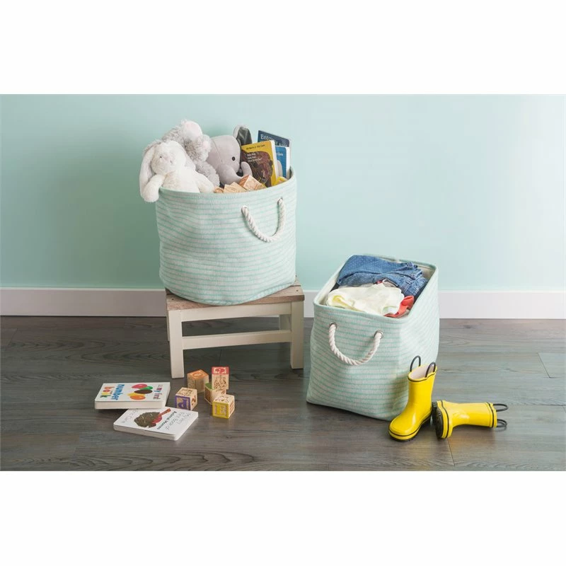 Coupon โจ DII Round Modern Polyester Keeping Score Medium Storage Bin In Aqua Blue โ - Image 2