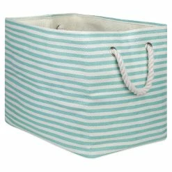 Best Pirce ๐ DII Rectangle Modern Paper Pinstripe Medium Storage Bin In Aqua Blue โ