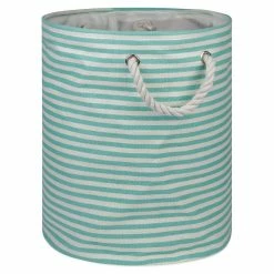 Best deal ❤️ DII Round Modern Paper Pinstripe Medium Storage Bin In Aqua Blue 👏