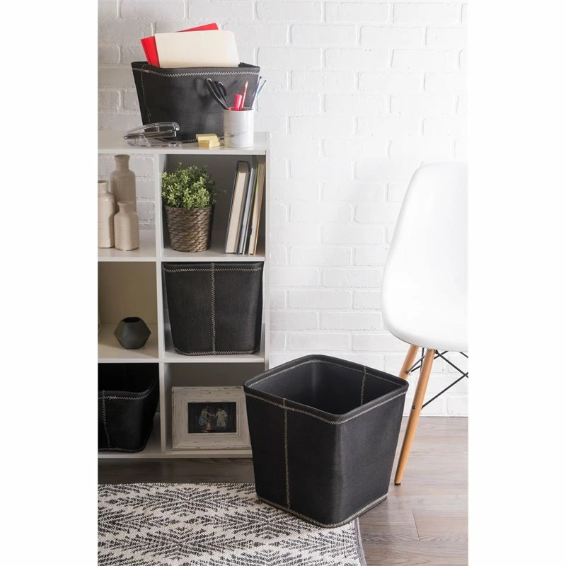 Best deal ๐ DII 12.9" Trapezoid Fabric Zig-Zag Storage Bin In Variegated Black (Set Of 2) โ - Image 2