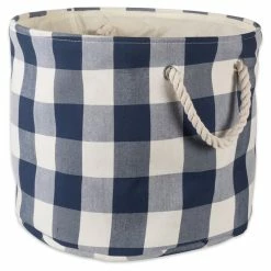 Best Pirce ๐ฅฐ DII Round Polyester Buffalo Check Large Storage Bin In Off White/Navy ๐