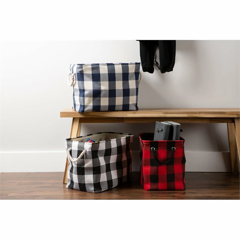 Best Pirce 😍 DII Rectangle Polyester Buffalo Check Large Storage Bin In Black/White 🥰 - Image 2