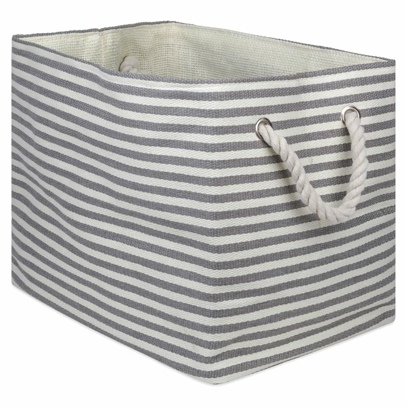 Buy ✨ DII Rectangle Modern Style Paper Pinstripe Medium Storage Bin In Gray ✨
