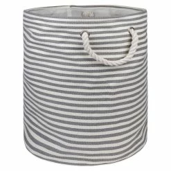 Best deal 😉 DII Round Modern Style Paper Pinstripe Large Storage Bin In Gray ✔️
