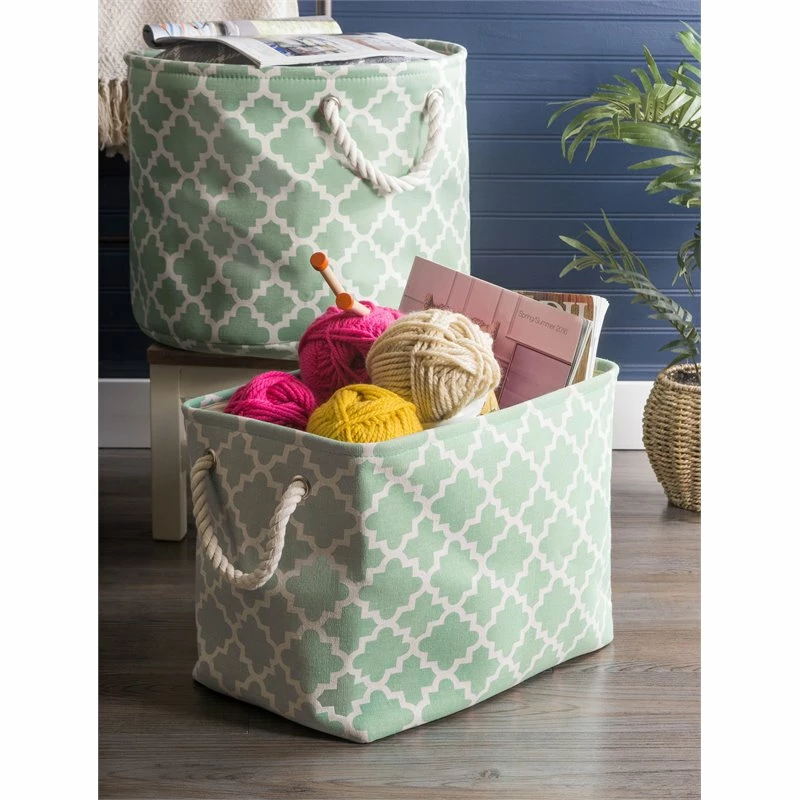 Best deal 🥰 DII Rectangle Modern Polyester Lattice Medium Storage Bin In Bright Green 😀 - Image 2