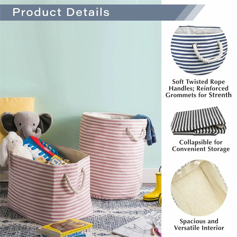 Wholesale โญ DII Round Modern Paper Pinstripe Medium Storage Bin In Rose Pink ๐ - Image 3
