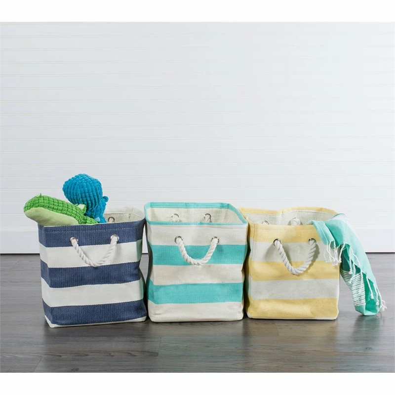 New ๐ฅ DII Rectangle Modern Paper Stripe Large Storage Bin In Aqua Blue ๐ฅฐ - Image 2