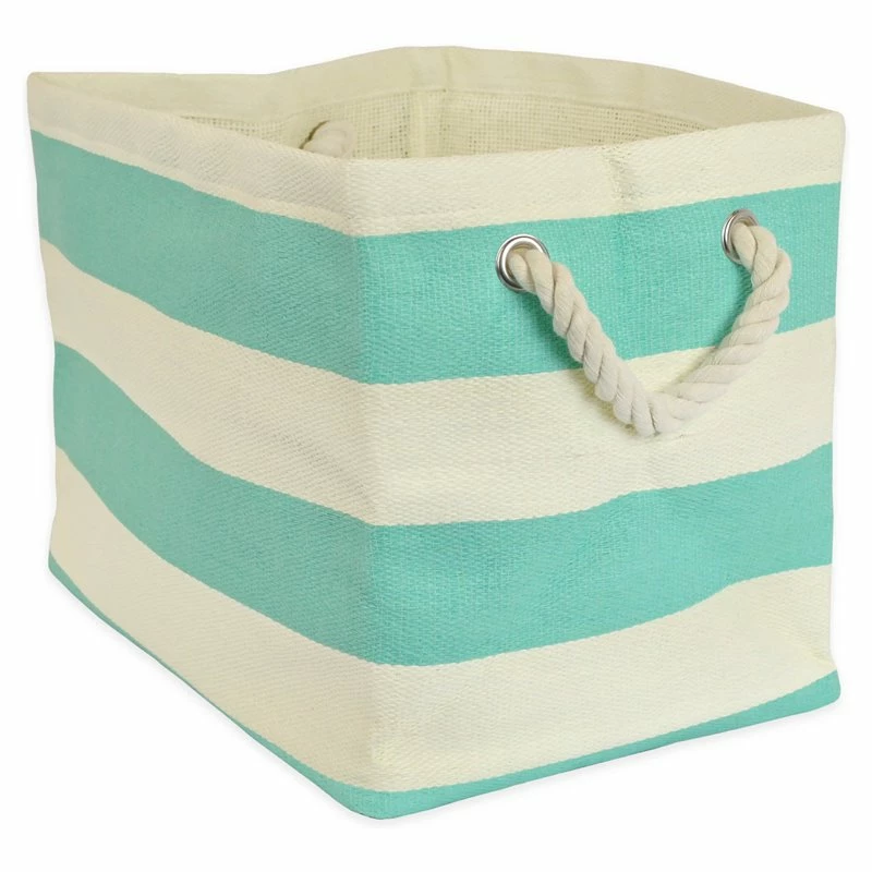 New ๐ฅ DII Rectangle Modern Paper Stripe Large Storage Bin In Aqua Blue ๐ฅฐ