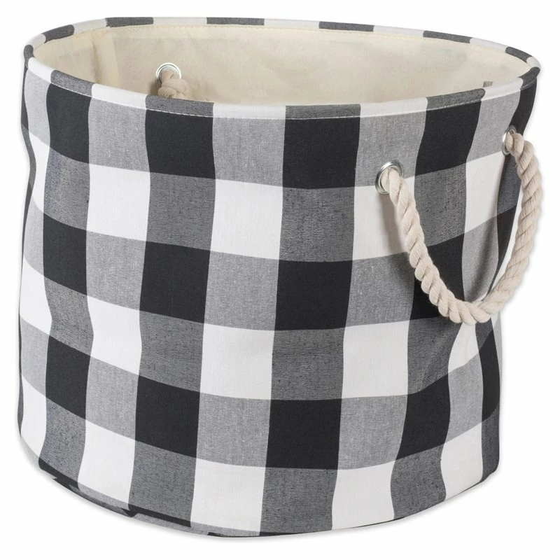 New ๐ฅฐ DII Round Polyester Buffalo Check Medium Storage Bin In Black/White ๐คฉ