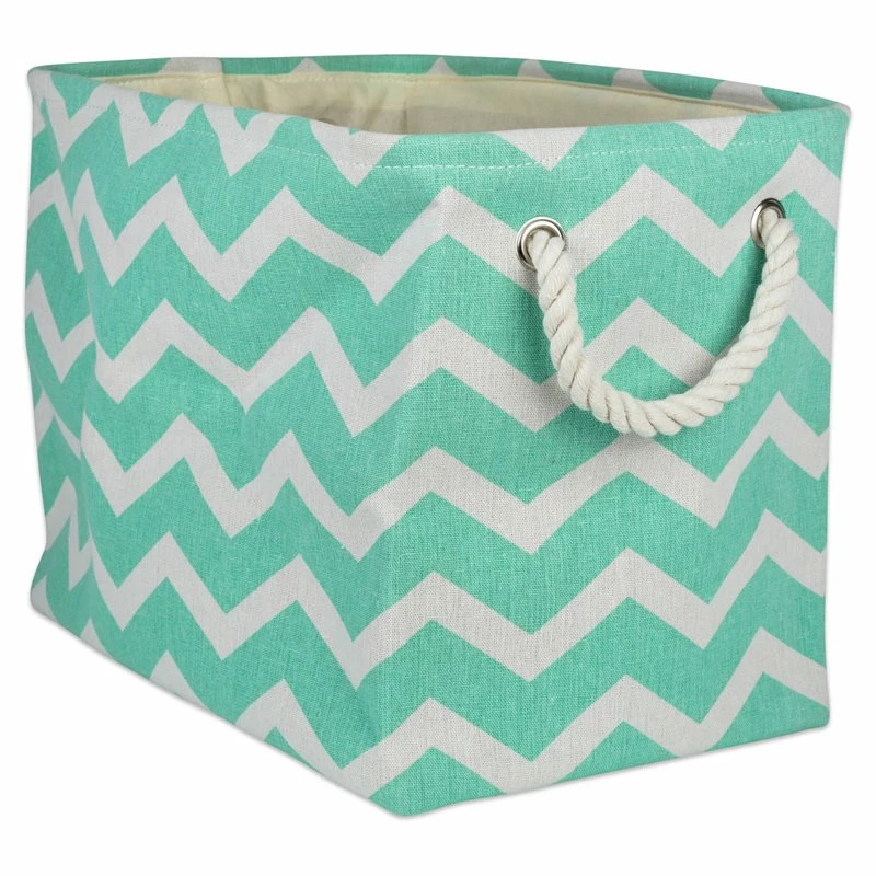 Best deal 😉 DII Rectangle Modern Polyester Chevron Large Storage Bin In Aqua Blue 🛒