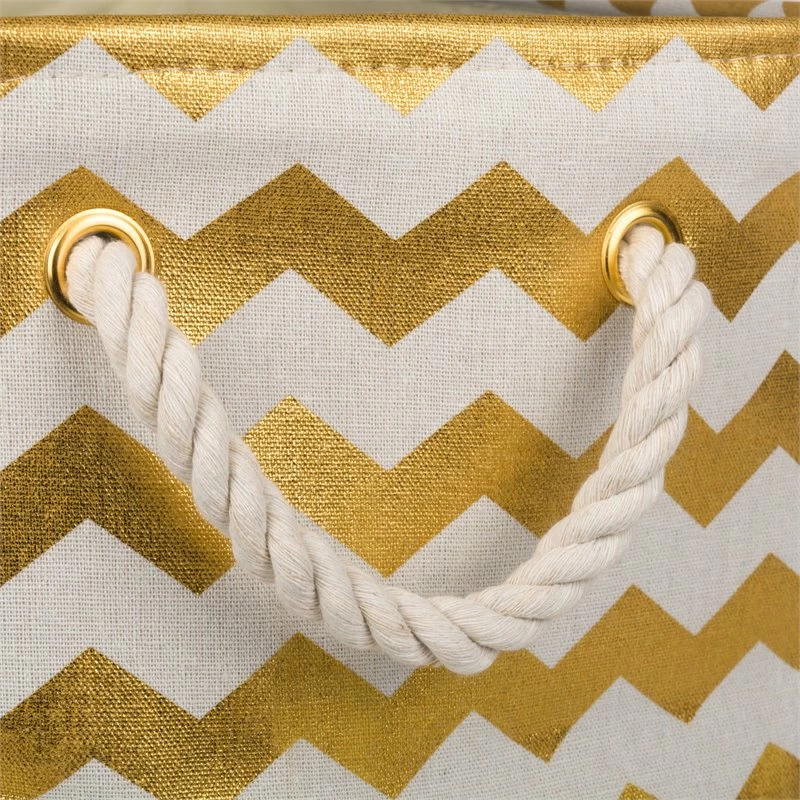 Flash Sale โ๏ธ DII 12" Rectangle Modern Polyester Chevron Large Storage Bin In Gold โ - Image 3