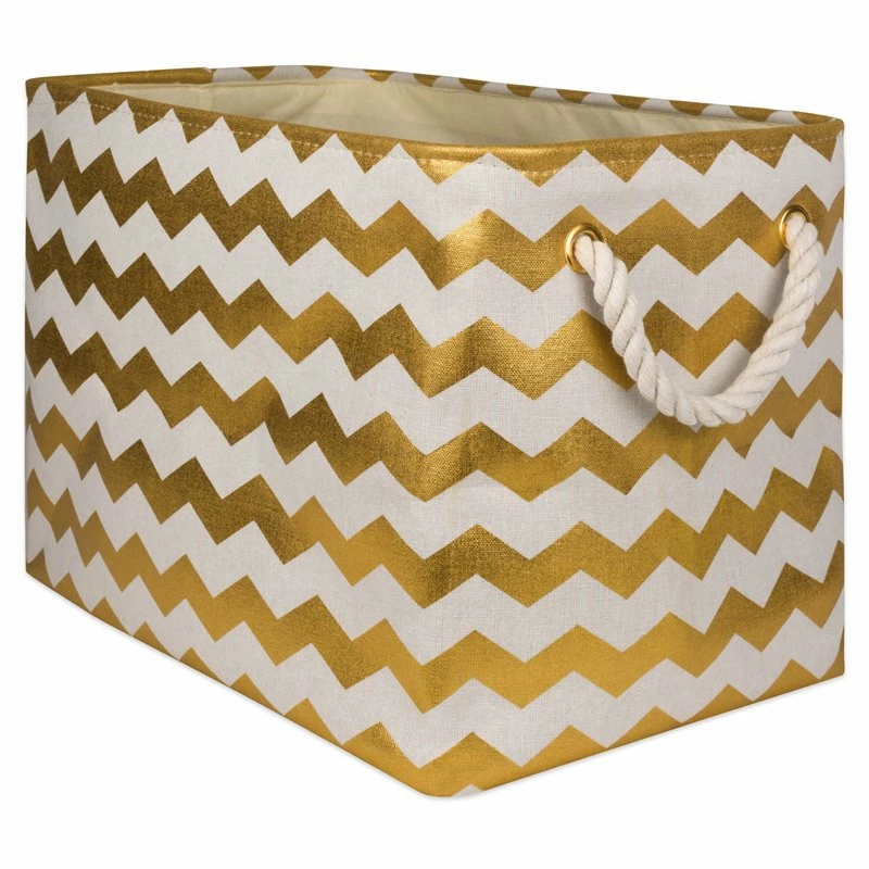 Flash Sale โ๏ธ DII 12" Rectangle Modern Polyester Chevron Large Storage Bin In Gold โ