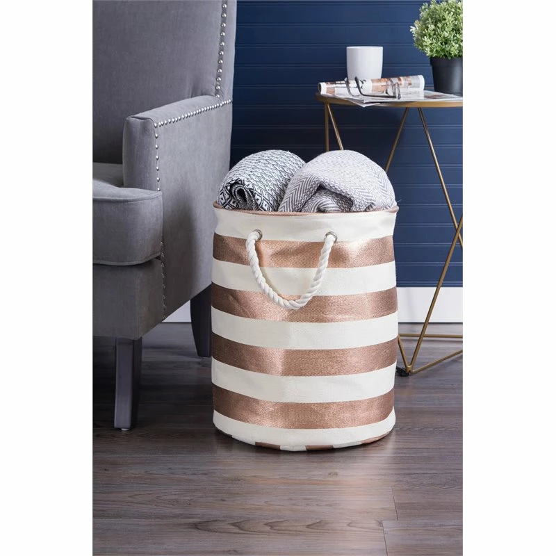 Best Pirce ✔️ DII Round Modern Style Paper Stripe Medium Storage Bin In Copper 🤩 - Image 2
