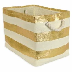 Best reviews of ๐ DII Rectangle Modern Style Paper Stripe Medium Storage Bin In Gold ๐