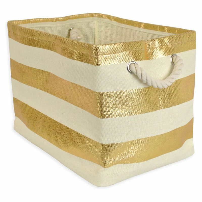 Best reviews of ๐ DII Rectangle Modern Style Paper Stripe Medium Storage Bin In Gold ๐