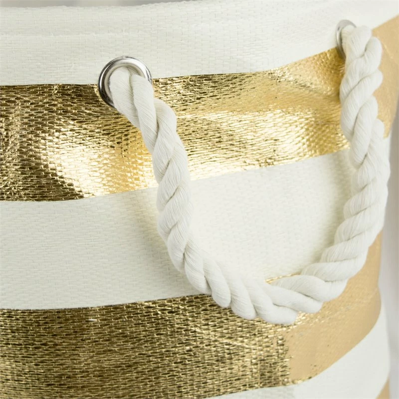 Brand new ๐ DII Round Modern Style Paper Stripe Medium Storage Bin In Gold ๐ - Image 2