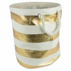 Best reviews of 🔥 DII Round Modern Style Paper Stripe Small Storage Bin In Gold 😀