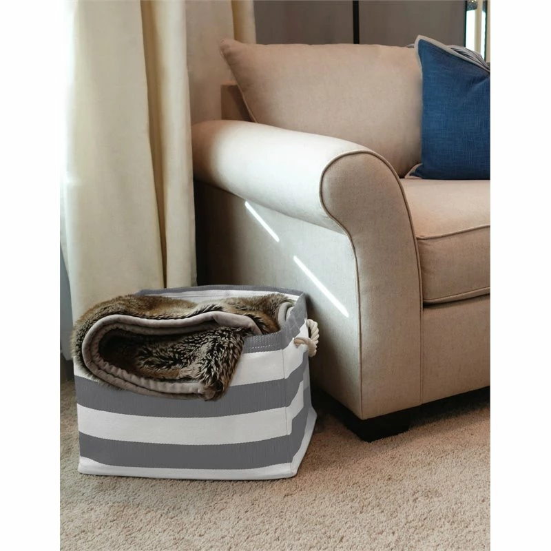 Budget ✨ DII Rectangle Modern Style Paper Stripe Medium Storage Bin In Gray ❤️ - Image 2