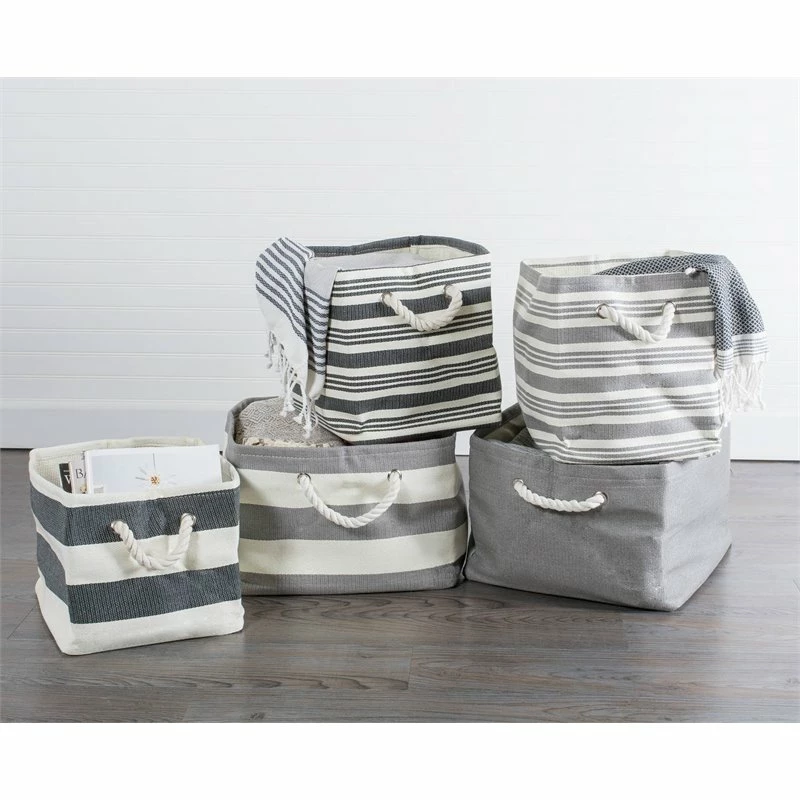 Best Pirce ๐ฅฐ DII Rectangle Modern Style Paper Stripe Small Storage Bin In Gray โจ - Image 2