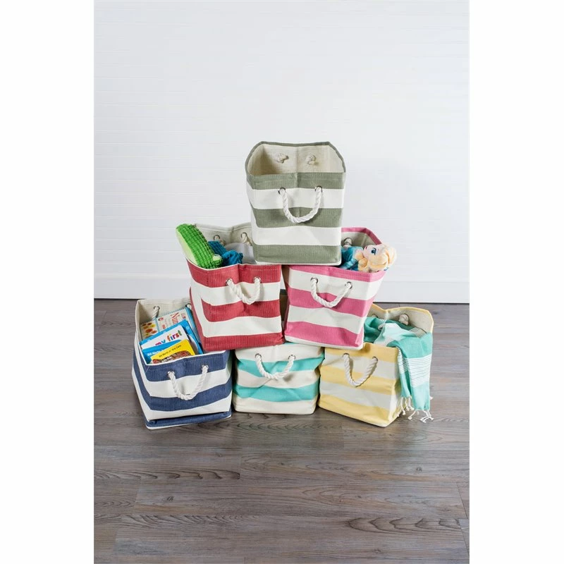 Best Sale 💯 DII Rectangle Modern Style Paper Stripe Large Storage Bin In Nautical Blue 😀 - Image 2
