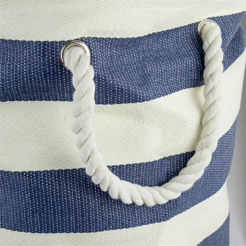 Brand new โ๏ธ DII Round Modern Style Paper Stripe Medium Storage Bin In Nautical Blue ๐ - Image 2