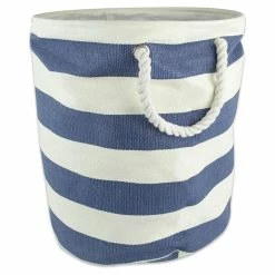 Brand new ✔️ DII Round Modern Style Paper Stripe Medium Storage Bin In Nautical Blue 🛒