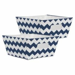 Wholesale 🔥 DII Trapezoid Modern Polyester Chevron Storage Bin In Nautical Blue (Set Of 2) 👍