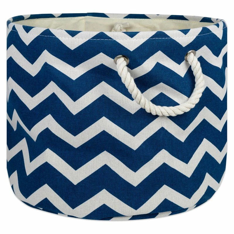 Buy โ DII Round Modern Polyester Chevron Large Storage Bin In Navy Blue โจ