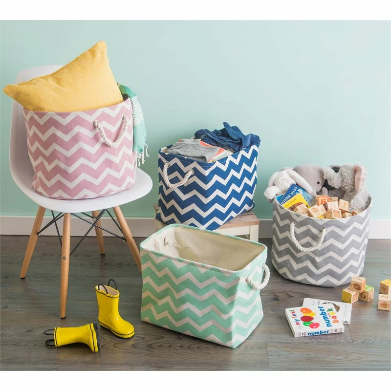 Brand new ๐ฏ DII Round Modern Polyester Chevron Medium Storage Bin In Rose Pink โ - Image 2