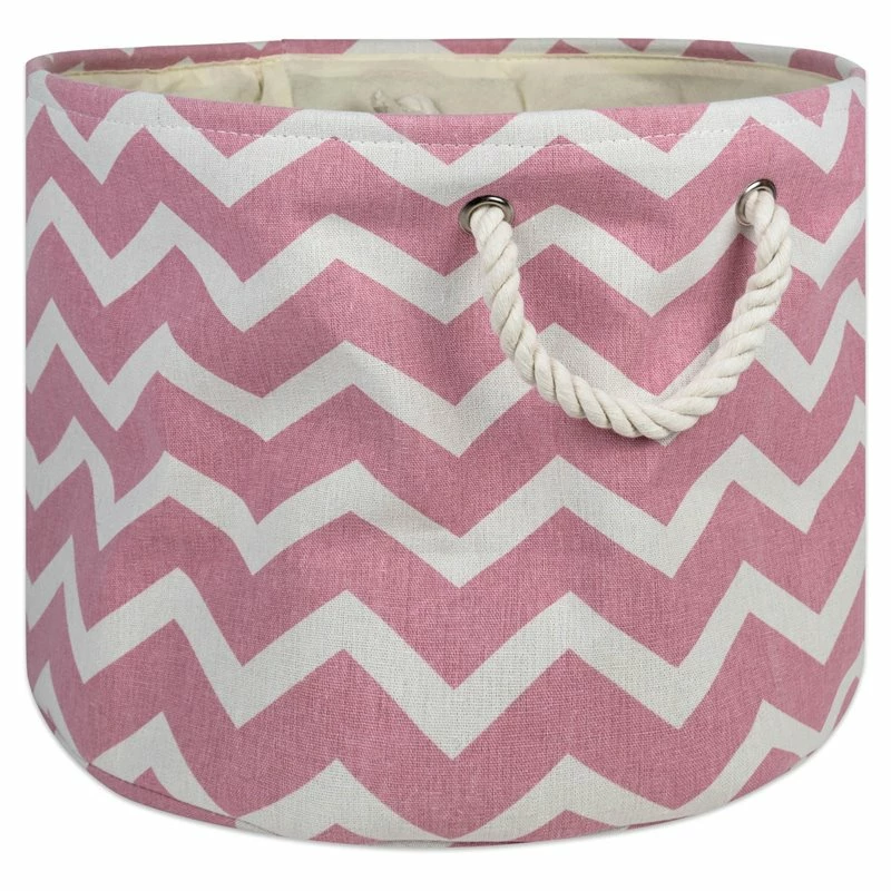 Brand new ๐ฏ DII Round Modern Polyester Chevron Medium Storage Bin In Rose Pink โ