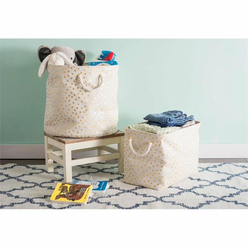 New ๐ DII Rectangle Modern Style Polyester Dots Large Storage Bin In Gold ๐ - Image 2