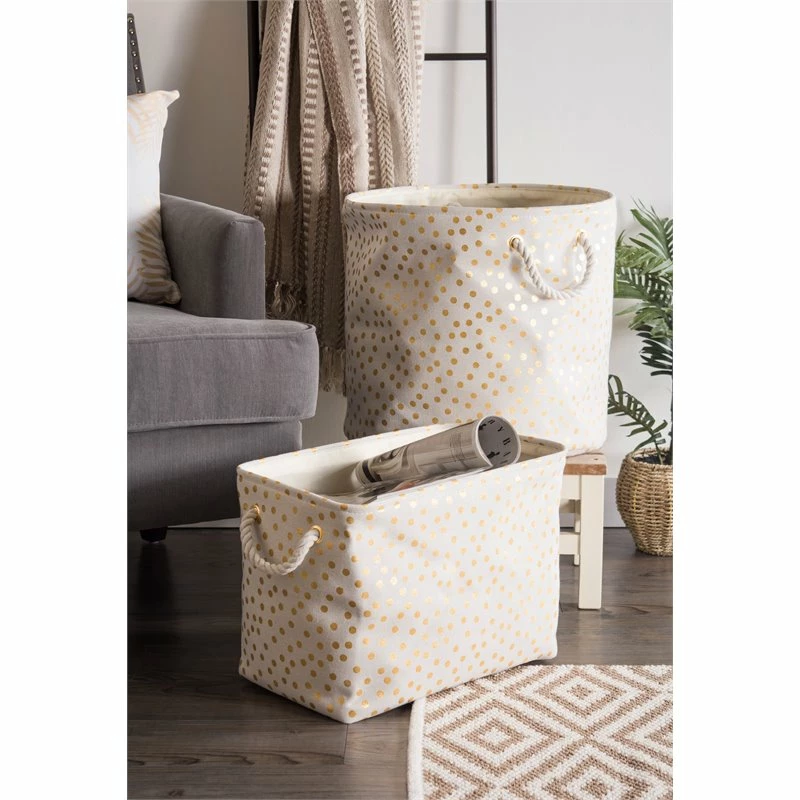 Best Pirce ⭐ DII Rectangle Modern Style Polyester Dots Medium Storage Bin In Gold 🥰 - Image 3