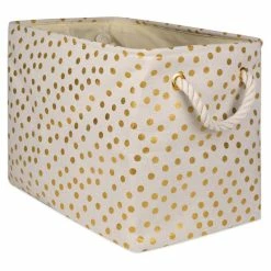 Best Pirce โญ DII Rectangle Modern Style Polyester Dots Medium Storage Bin In Gold ๐ฅฐ