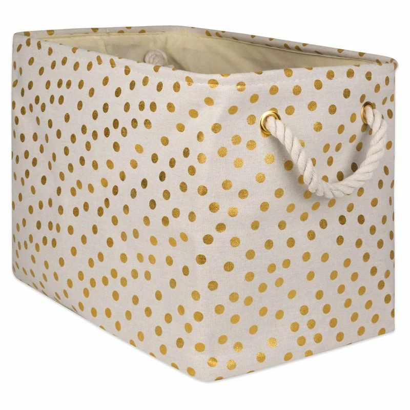 Best Pirce ⭐ DII Rectangle Modern Style Polyester Dots Medium Storage Bin In Gold 🥰