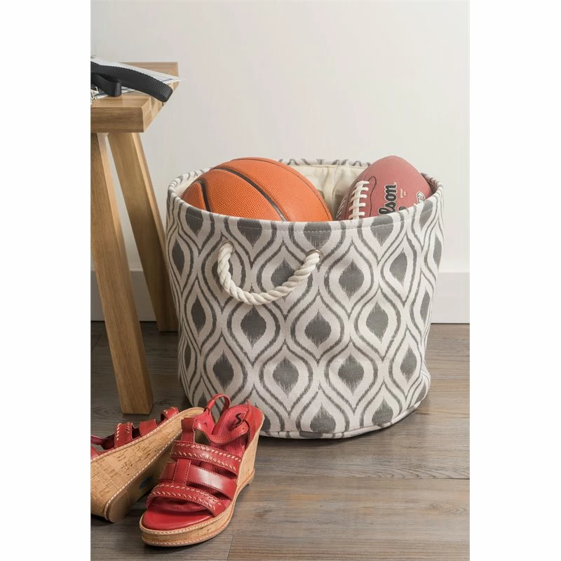 Best Sale ๐ฅฐ DII Round Modern Style Polyester Ikat Large Storage Bin In Mineral Gray ๐คฉ - Image 2