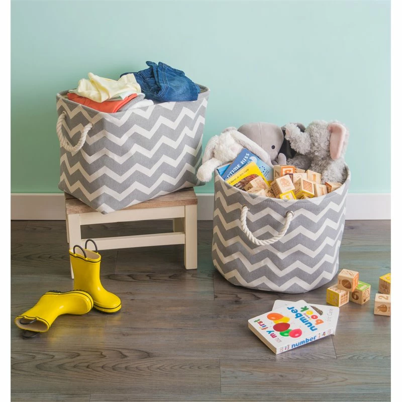 Wholesale ❤️ DII 10" Rectangle Modern Polyester Chevron Medium Storage Bin In Gray 😉 - Image 3