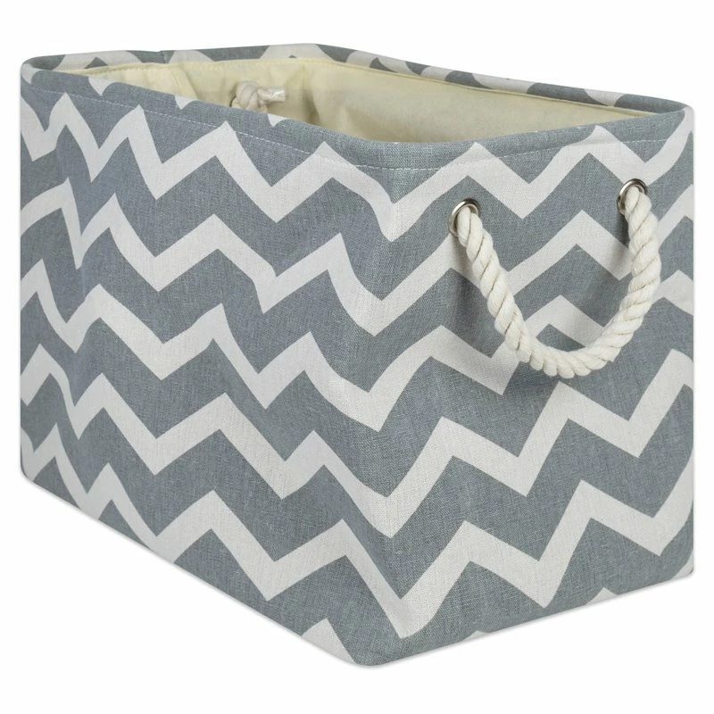 Wholesale ❤️ DII 10" Rectangle Modern Polyester Chevron Medium Storage Bin In Gray 😉