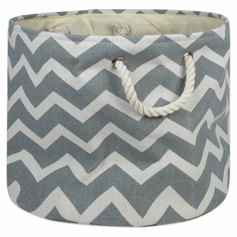 Deals ๐ DII 15" Round Modern Polyester Chevron Medium Storage Bin In Gray ๐