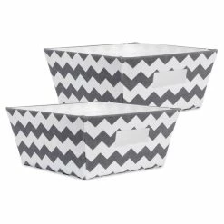 Brand new 👍 DII 11" Trapezoid Modern Polyester Chevron Storage Bin In Gray (Set Of 2) 😉