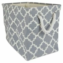 Promo 😀 DII Rectangle Modern Polyester Lattice Medium Storage Bin In Gray 🛒