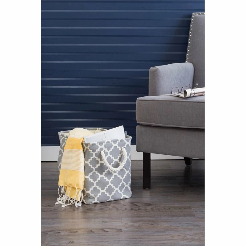 Cheap โค๏ธ DII Rectangle Modern Polyester Lattice Small Storage Bin In Gray โญ - Image 2