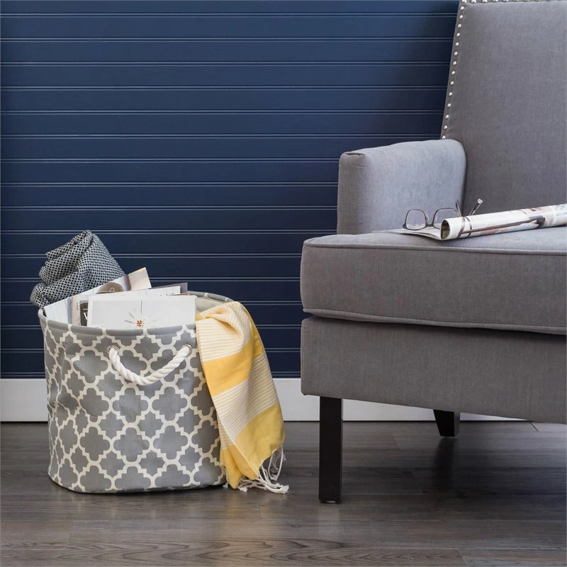 Flash Sale ⌛ DII Round Modern Polyester Lattice Large Storage Bin In Gray 😍 - Image 2