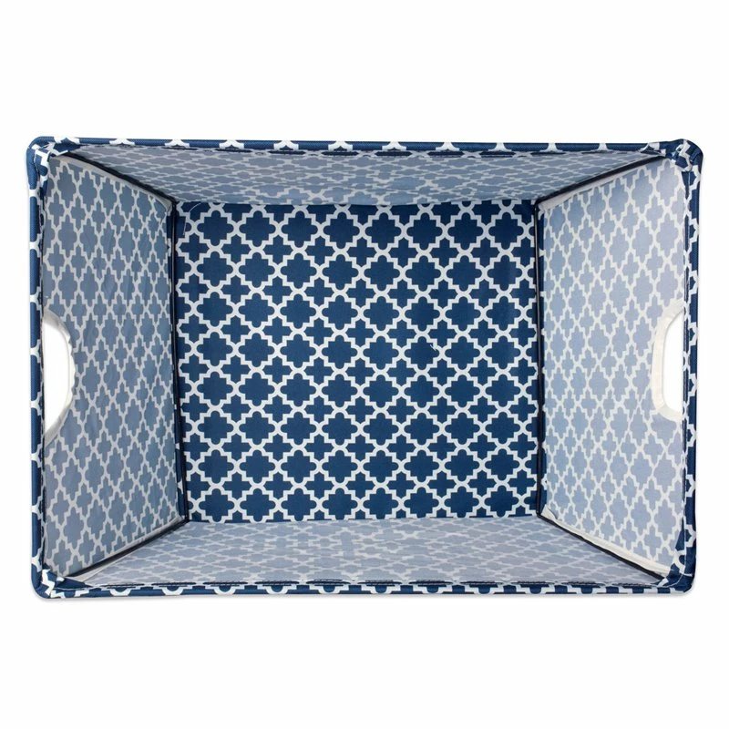 Budget ❤️ DII Trapezoid Modern Polyester Lattice Large Storage Bin In Nautical Blue 🎁 - Image 2