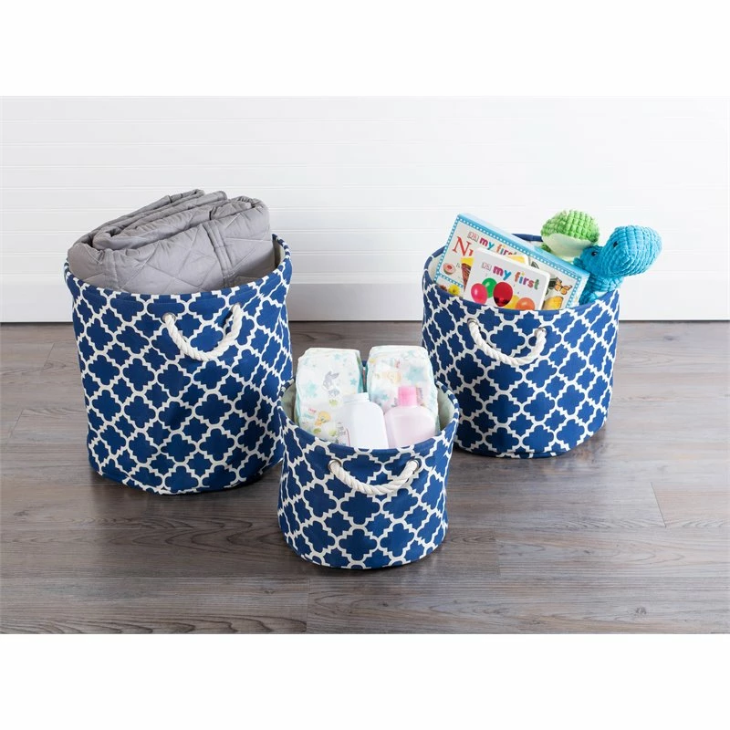 New โ๏ธ DII Round Modern Polyester Lattice Medium Storage Bin In Navy ๐คฉ - Image 2