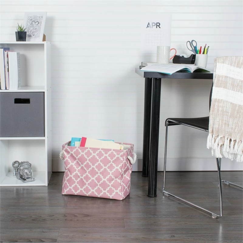Hot Sale ⭐ DII Rectangle Modern Polyester Lattice Large Storage Bin In Rose Pink 🔔 - Image 2