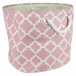 Best Sale ๐ฅฐ DII Round Modern Polyester Lattice Large Storage Bin In Rose Pink ๐คฉ