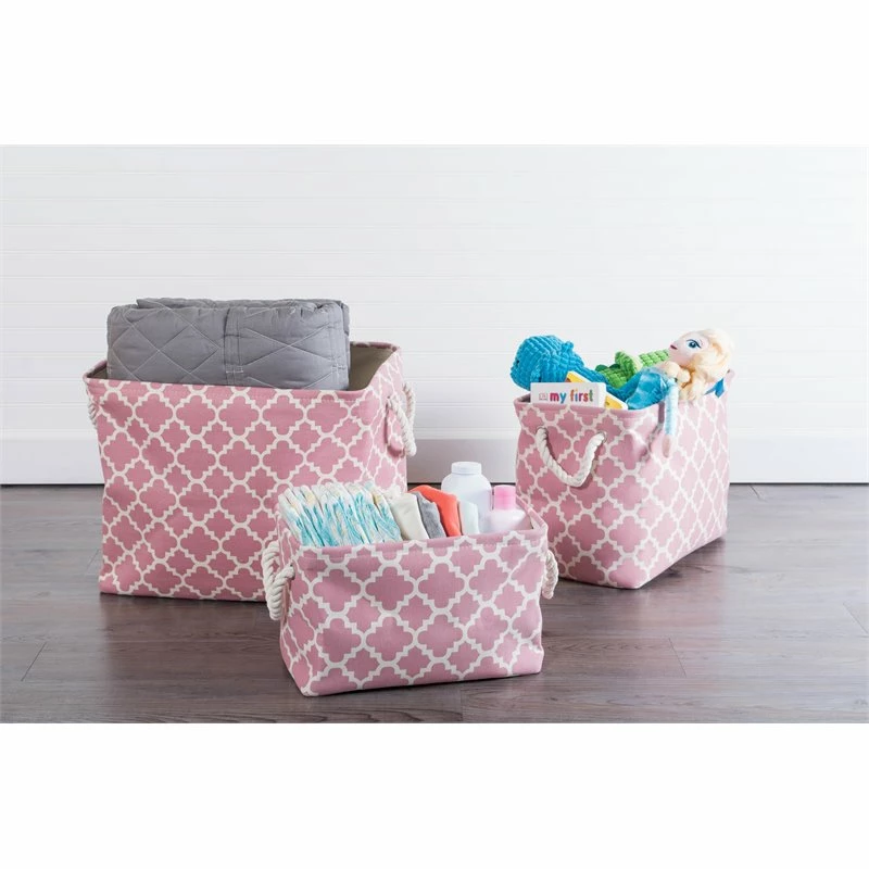 Outlet ๐ DII Round Modern Polyester Lattice Medium Storage Bin In Rose Pink ๐ฅ - Image 2