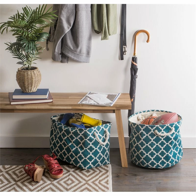 Hot Sale โจ DII Rectangle Modern Polyester Lattice Small Storage Bin In Teal Blue โ๏ธ - Image 2